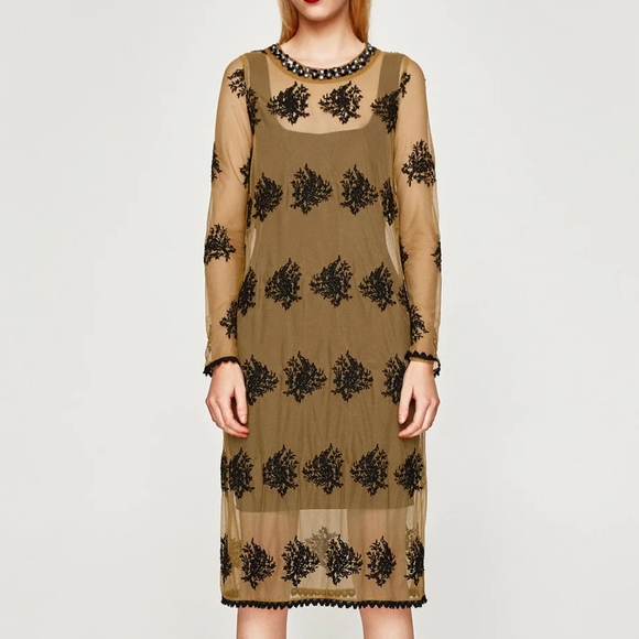 ZARA Embroidery Tulle Dress - Picture 1 of 11